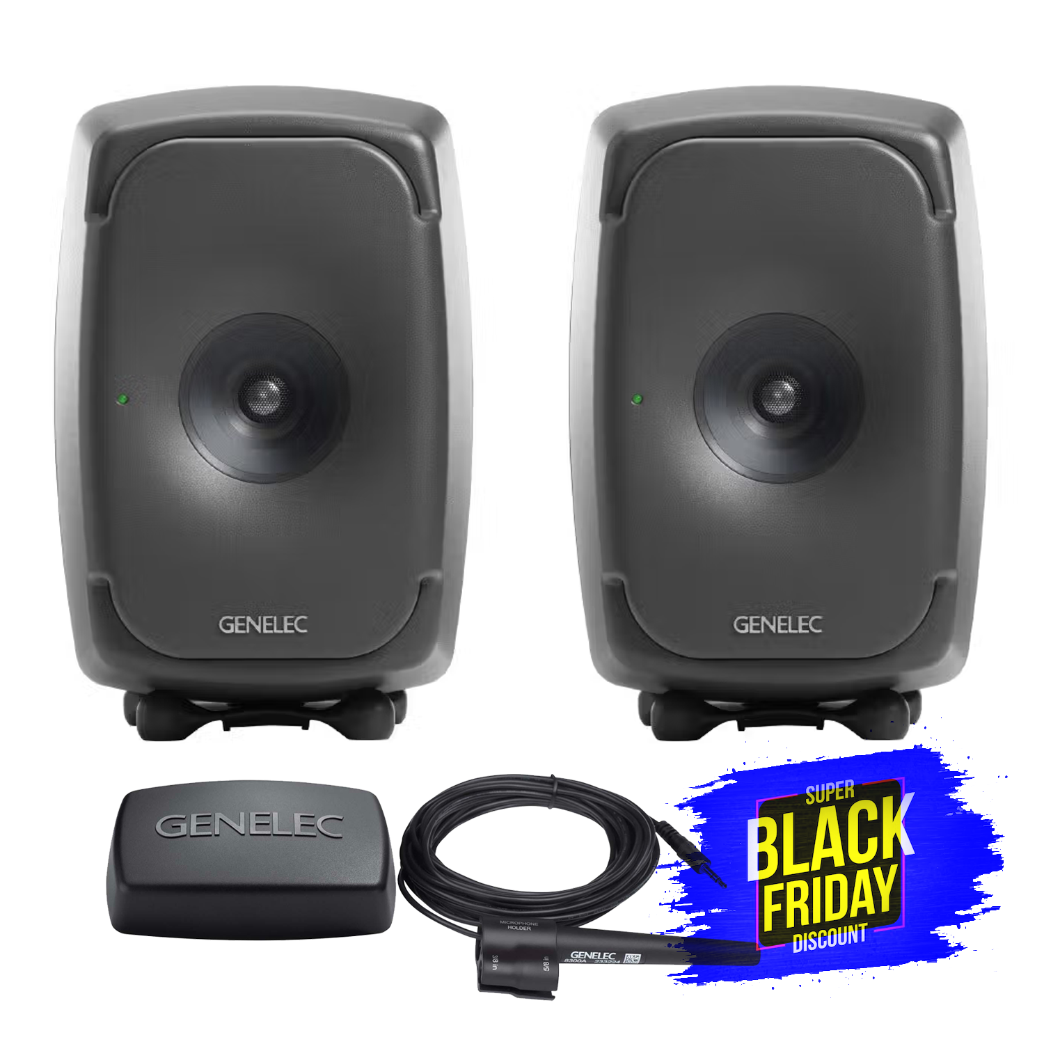 Genelec 8341A 3-way Coaxial Powered Studio Monitors & Free GLM Kit - Pair (Open Box Deal)