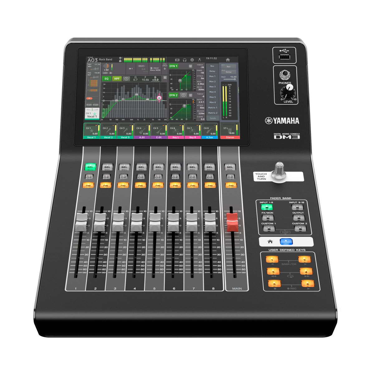 Yamaha DM3 digital mixing console on a white background