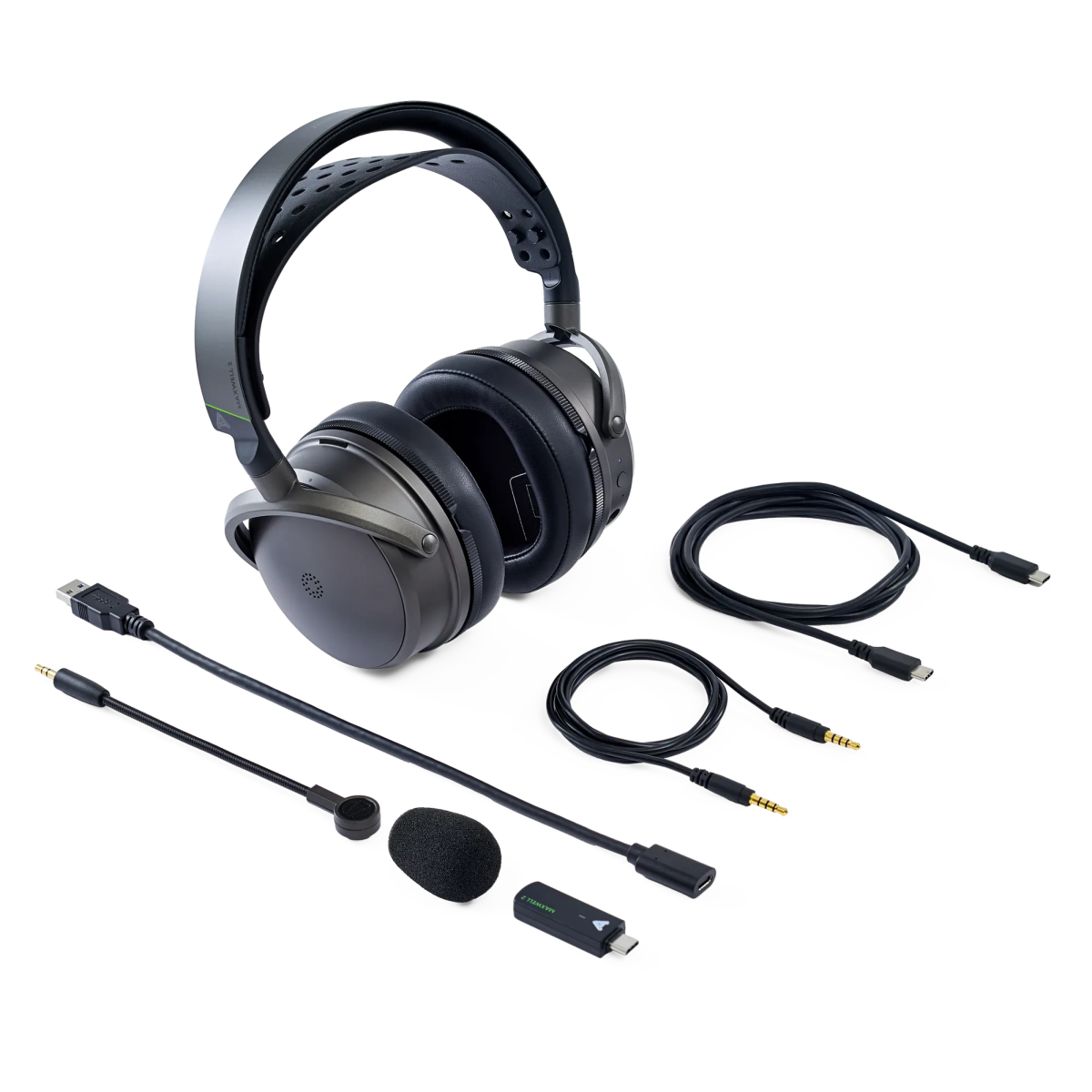 Headset with accessories on a white background