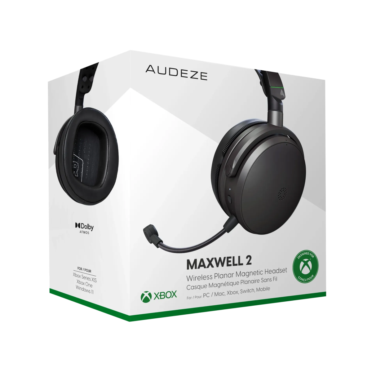 Audeze Maxwell 2 gaming headset packaging on a white background