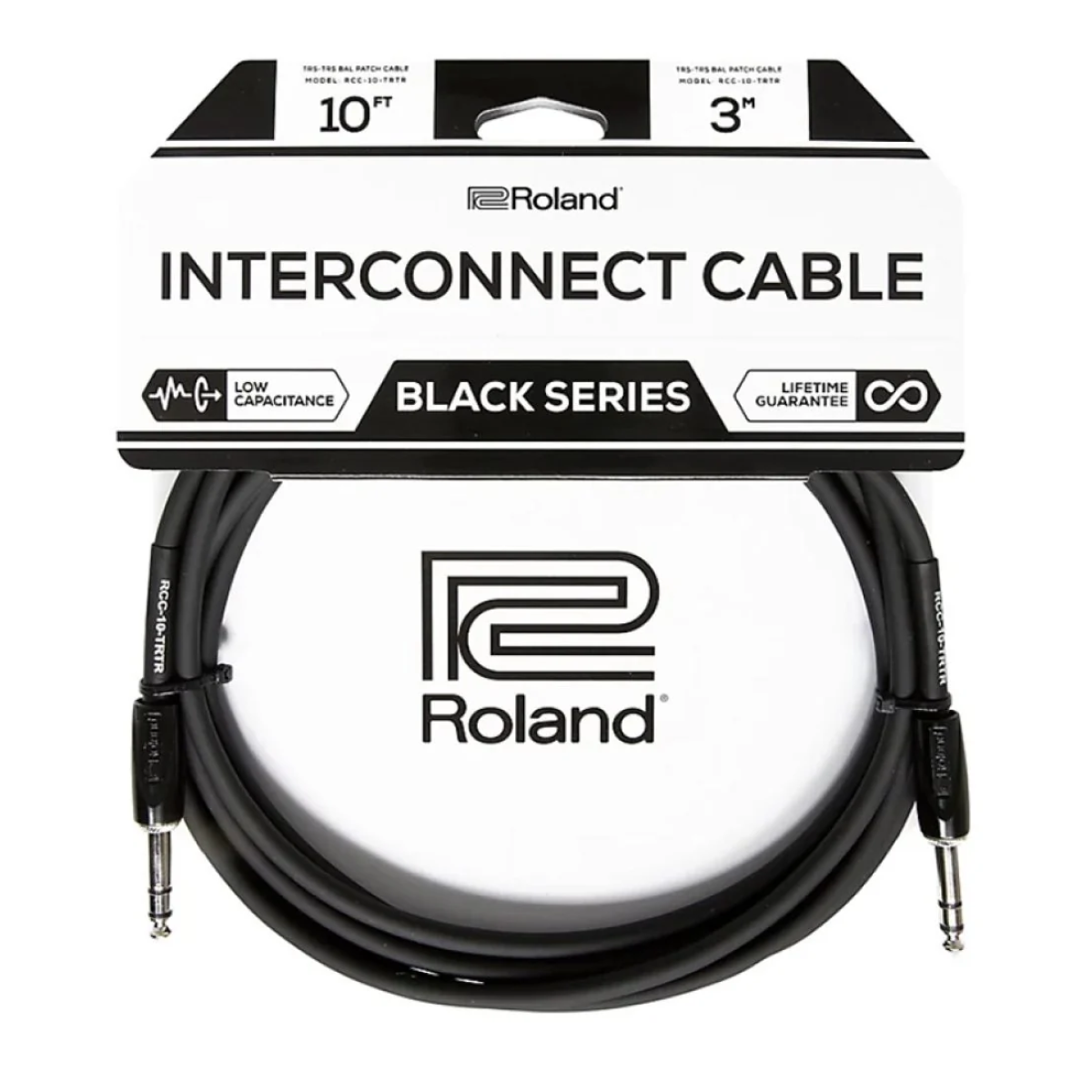 Roland Black Series Interconnect Cable | 1/4" TRS-1/4" TRS | Balanced, 10ft / 3m