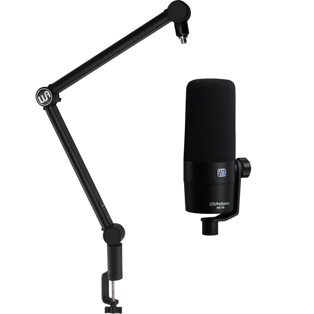 PreSonus PD-70 Broadcast Microphone with WA-MBA Boom arm