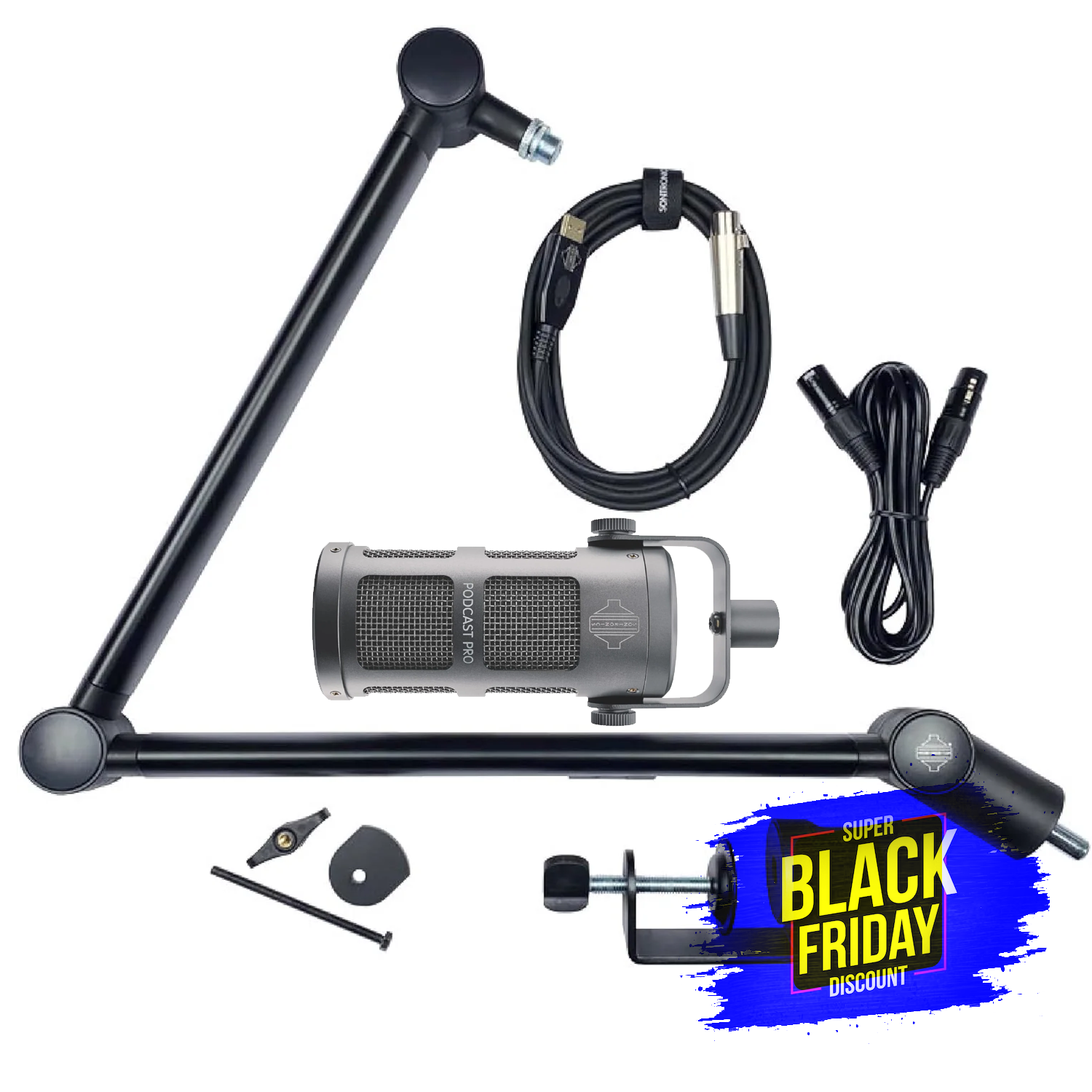 Sontronics Voicecasting Pack - Podcast Pro Microphone with Boom Arm (Grey)