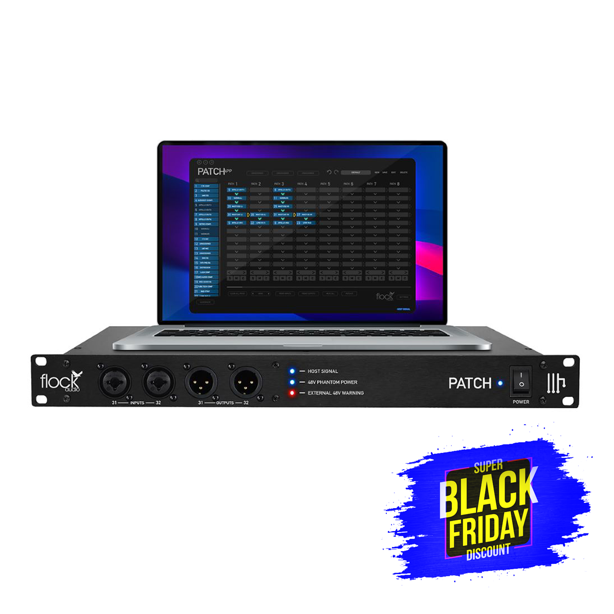 Flock Audio Patch 64-point Digitally Controlled Analogue Patchbay