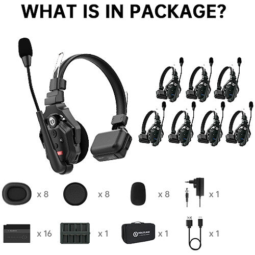 Hollyland Solidcom C1-8S Full-Duplex Wireless DECT Intercom System with 8 Headsets