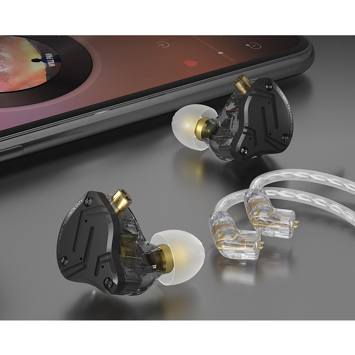 KZ ZS10 Pro X Hybrid Technology Earphones – Stone Black