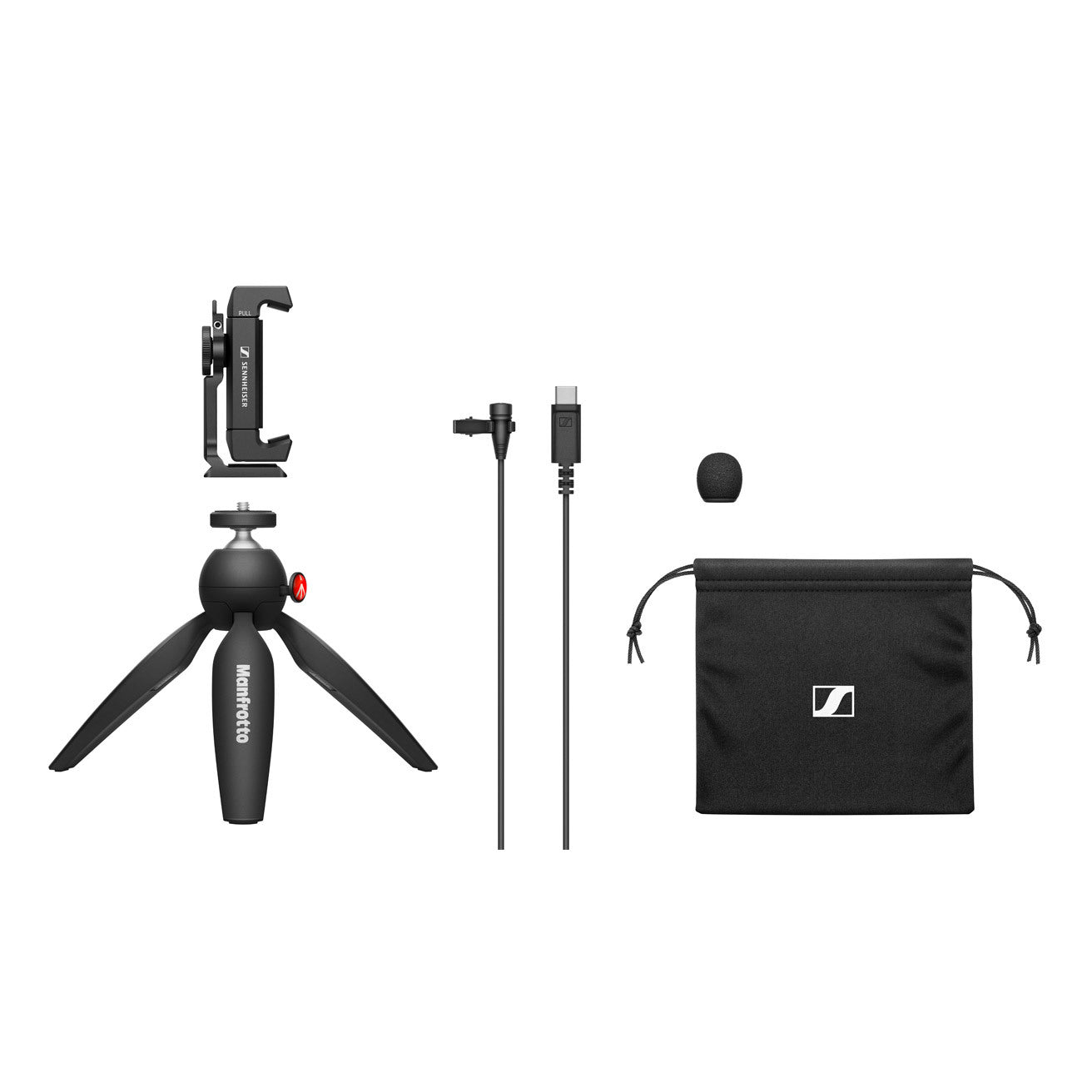 Sennheiser XS Lav USB-C Mobiele Kit - Omnidirectionele Clip-On Lavalier Microfoon Met Statief En Klem