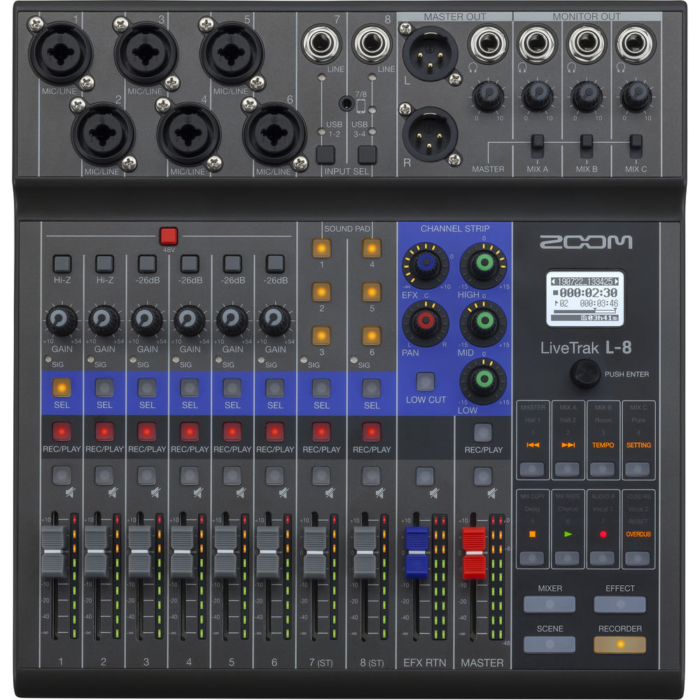 Zoom LiveTrak L-8 Portable 8-Channel Digital Mixer