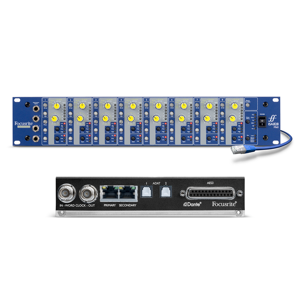 Focusrite ISA828 MKII 8channel Mic Preamp + AD Card Dante Audiosaurus