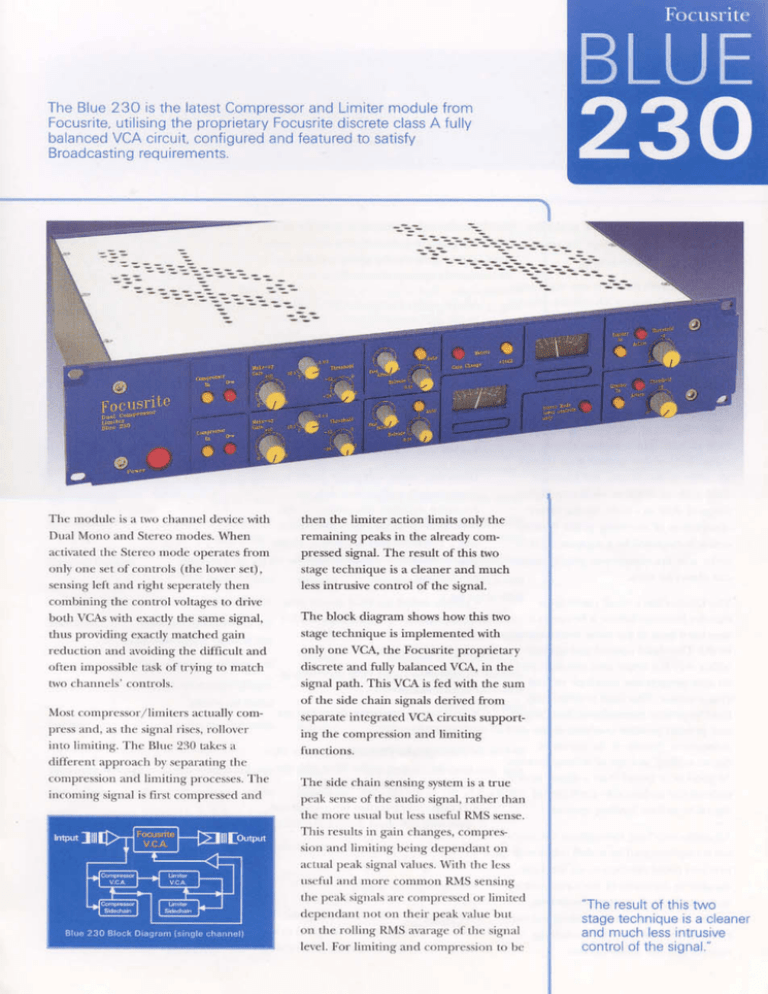 Focusrite Blue 230 dual mono / stereo compressor & limiter - Preowned